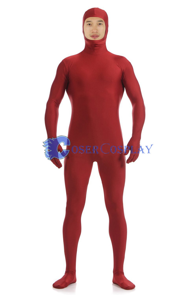 Open Face Lycra Spandex Zentai Burgundy